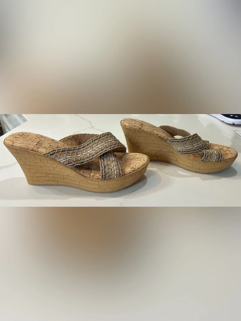 Italian‎ Shoemakers Multi-Color Braided Cork Slide Sandals
